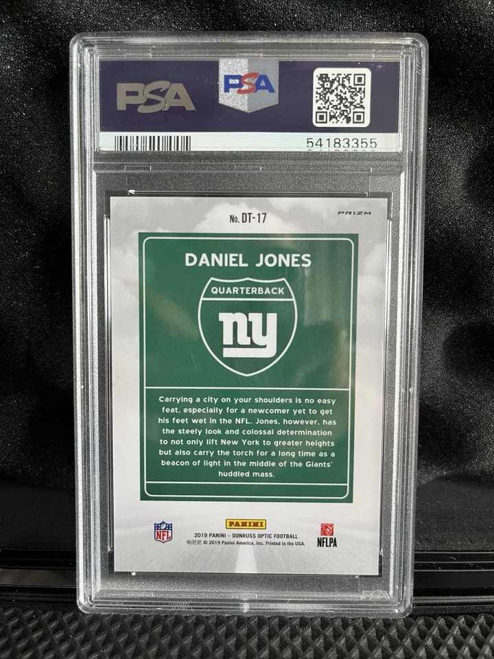 2019 Panini Donruss Optic DANIEL JONES Rookie Downtown!! RC #DT-17 PSA 9! - Image 2