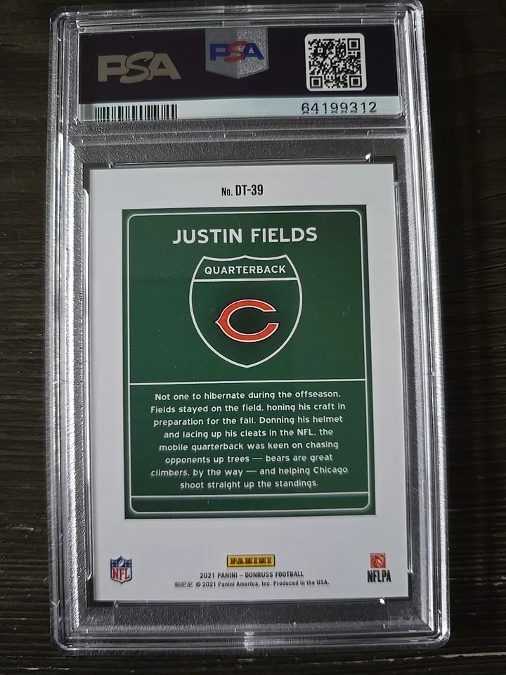 2021 Donruss JUSTIN FIELDS Rookie Downtown PSA 9 SSP RARER than Optic. - Image 2