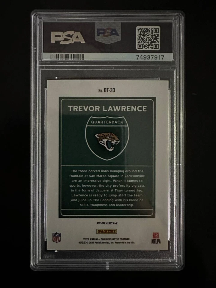 2021 Trevor Lawrence RC Donruss Optic Downtown RC #DT33 PSA 9 MINT Rookie SSP - Image 2