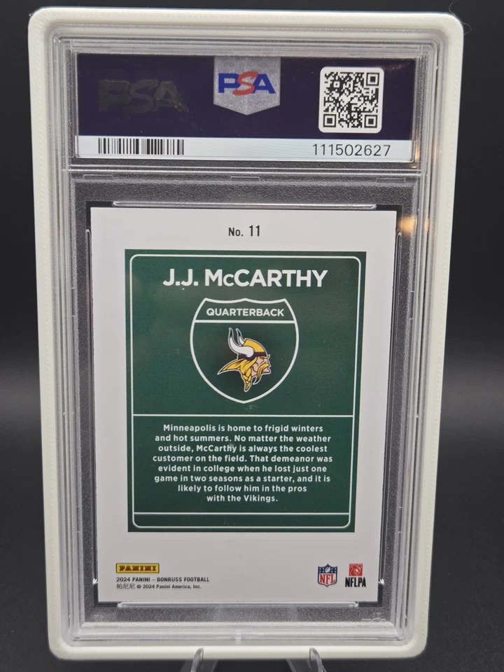 J.J. McCarthy 2024 Donruss Downtown #11 Rookie Card - PSA 10 GEM MT - Image 2