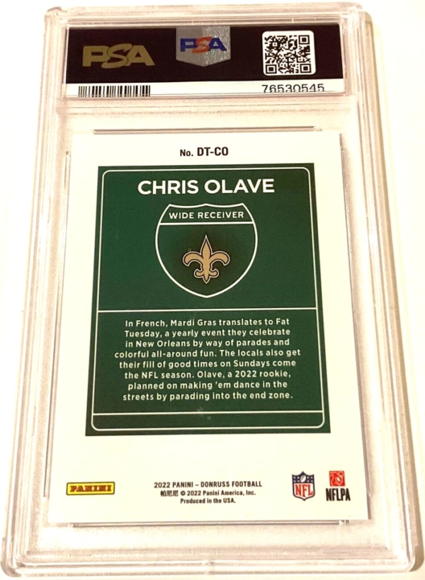 2022 Panini Donruss Optic Chris Olave Downtown Rookie Card - Graded PSA 9 - Image 2