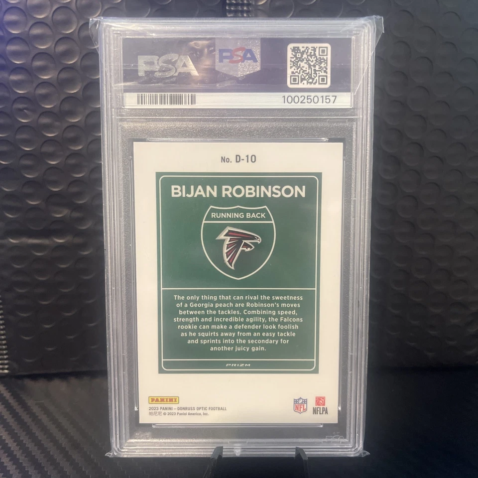 2023 PANINI DONRUSS OPTIC DOWNTOWN! #D10 BIJAN ROBINSON ROOKIE RC PSA 10 - Image 4