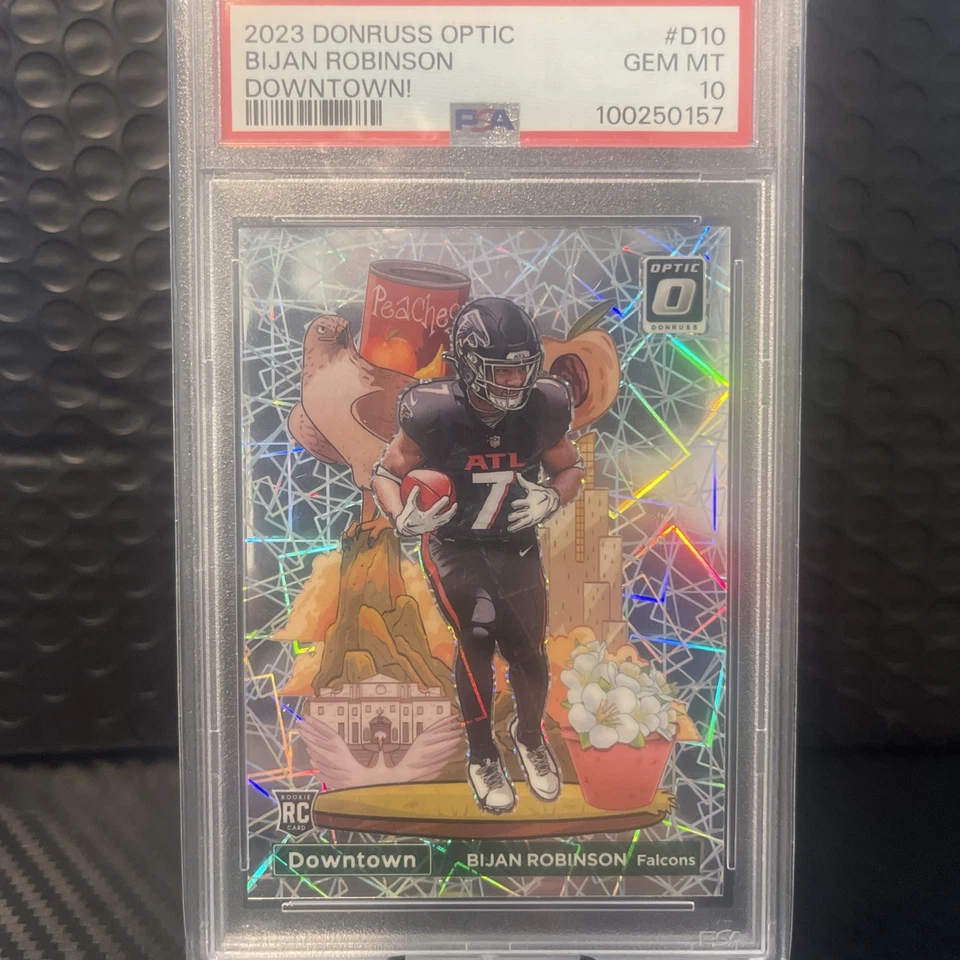 2023 PANINI DONRUSS OPTIC DOWNTOWN! #D10 BIJAN ROBINSON ROOKIE RC PSA 10 - Image 2