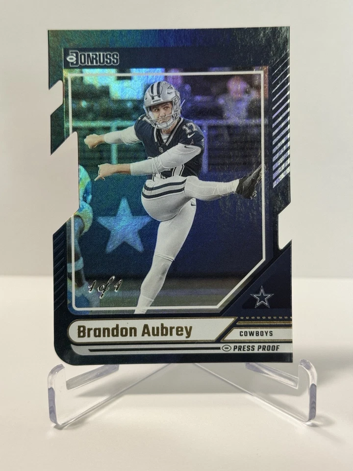 2024 Panini Donruss - Brandon Aubrey Die-Cut 1/1 - Gold Press Proof Refractor - Image 8