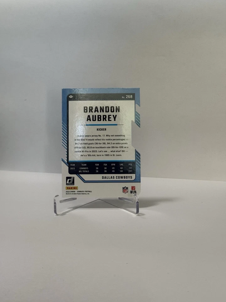 2024 Panini Donruss - Brandon Aubrey Die-Cut 1/1 - Gold Press Proof Refractor - Image 4