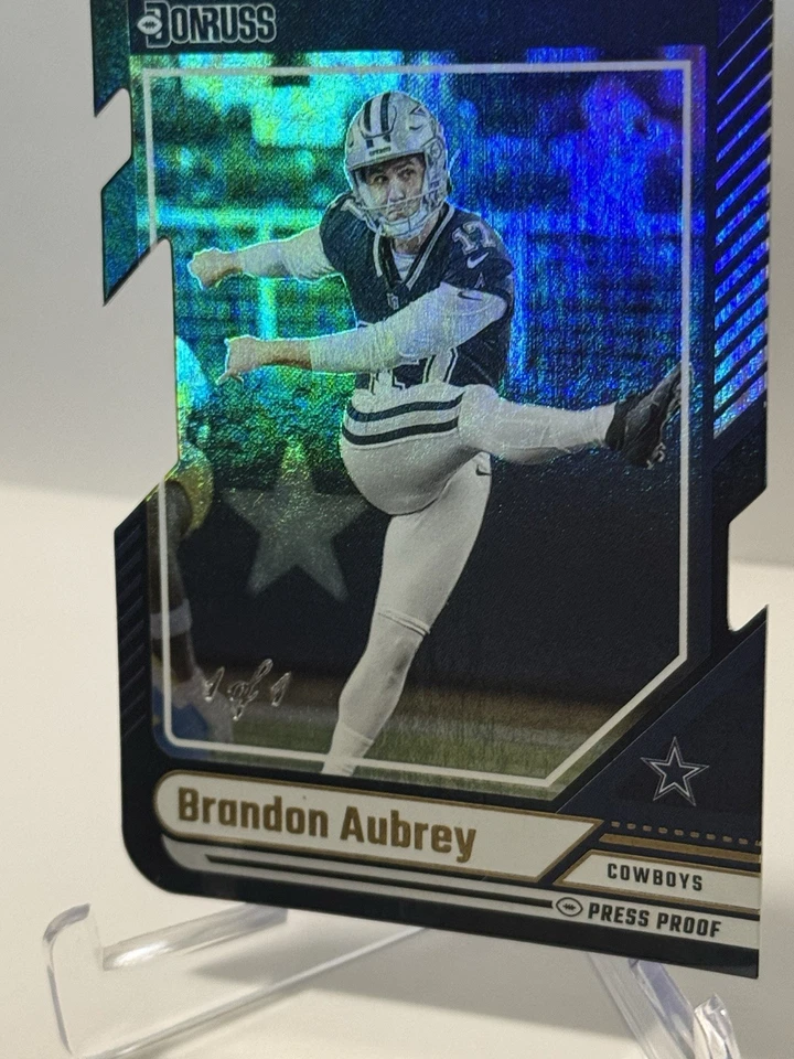 2024 Panini Donruss - Brandon Aubrey Die-Cut 1/1 - Gold Press Proof Refractor - Image 3