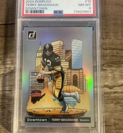 2024 Panini Donruss - Downtown Terry Bradshaw #10 PSA 8 - Steelers