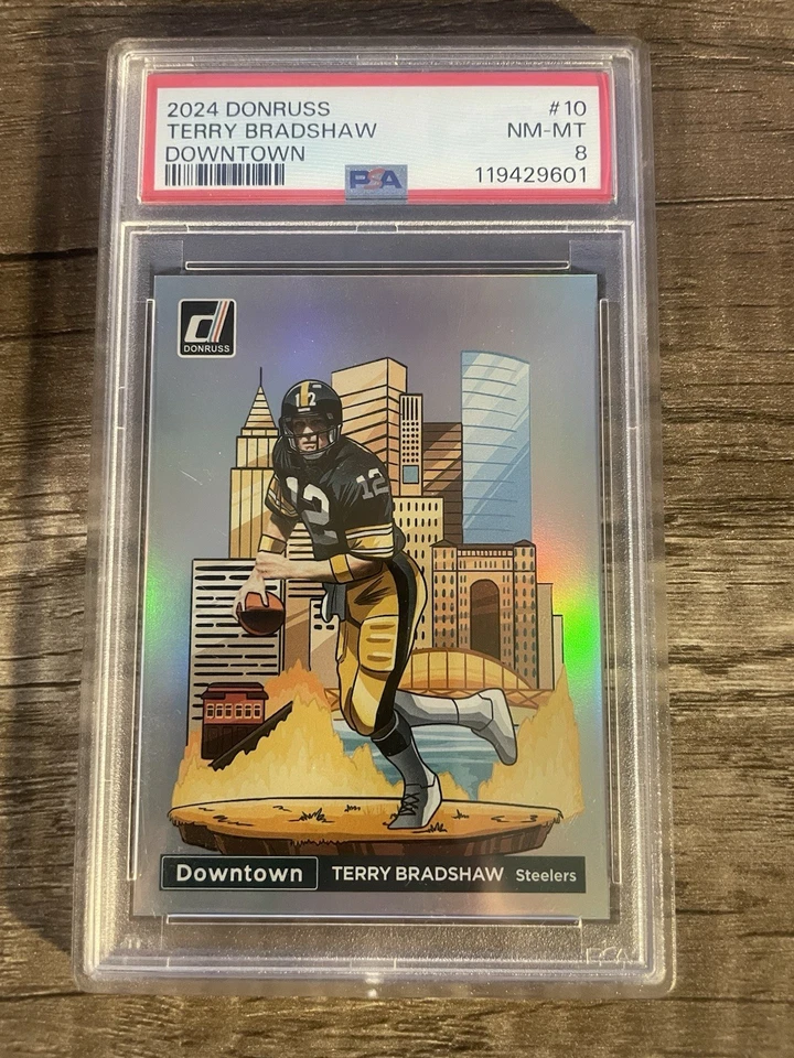 2024 Panini Donruss - Downtown Terry Bradshaw #10 PSA 8 - Steelers