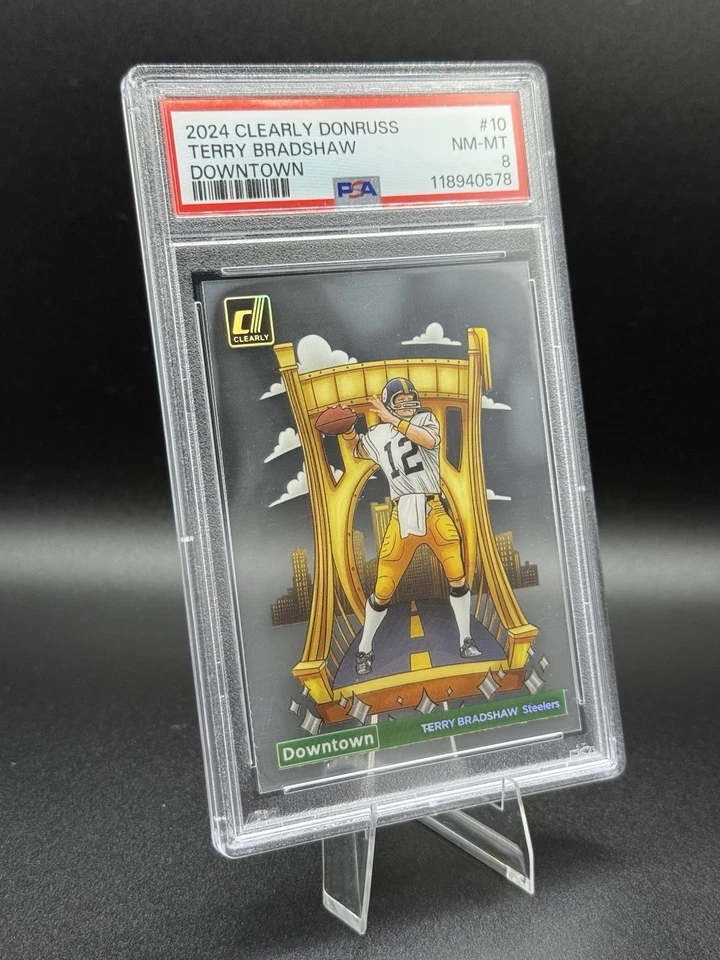 2024 Panini Donruss PSA Clearly Downtown! Terry Bradshaw #10  Steelers - Image 3