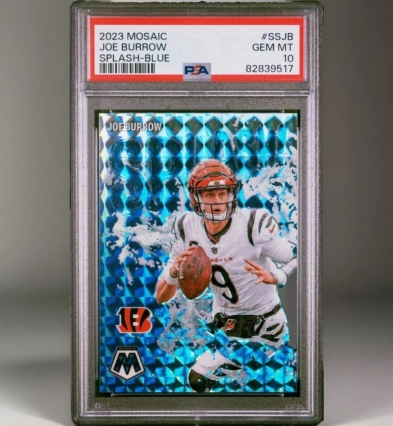 2023 Panini Mosaic Joe Burrow Splash Blue Prizm # /99 Bengals PSA 10 GEM MINT