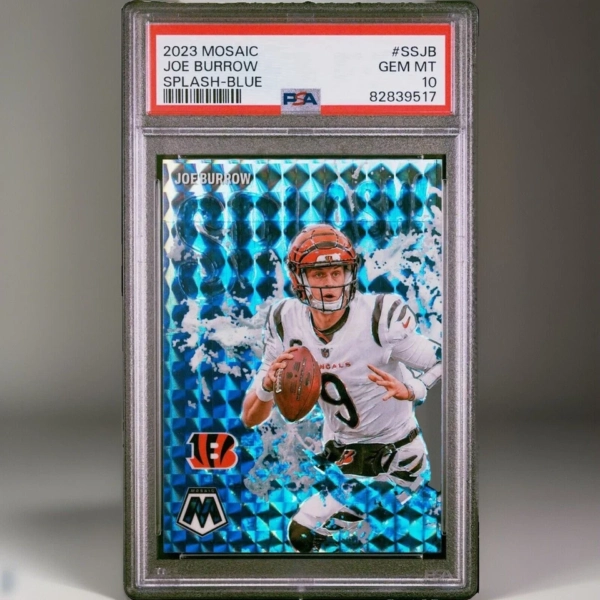 2023 Panini Mosaic Joe Burrow Splash Blue Prizm # /99 Bengals PSA 10 GEM MINT