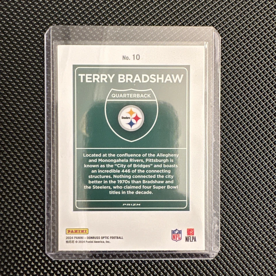 TERRY BRADSHAW 2024 DONRUSS OPTIC DOWNTOWN CASE HIT SSP PITTSBURGH STEELERS - Image 6
