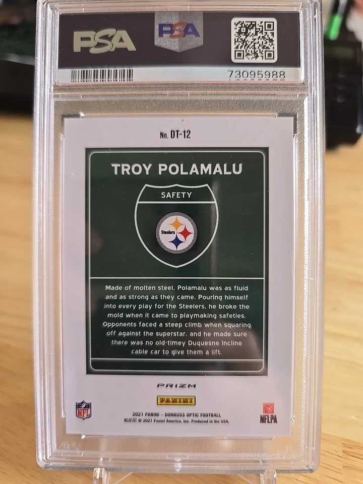 2021 Donruss Optic Teoy Polamalu Downtown Pittsburgh Steelers PSA 10 - Image 2