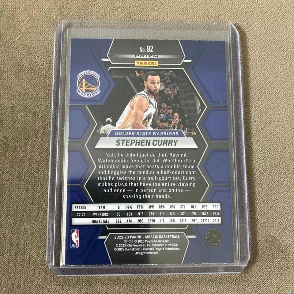 2022-23 Panini Mosaic Stephen Curry Peacock Prizim SSP Golden State Warriors #92 - Image 2
