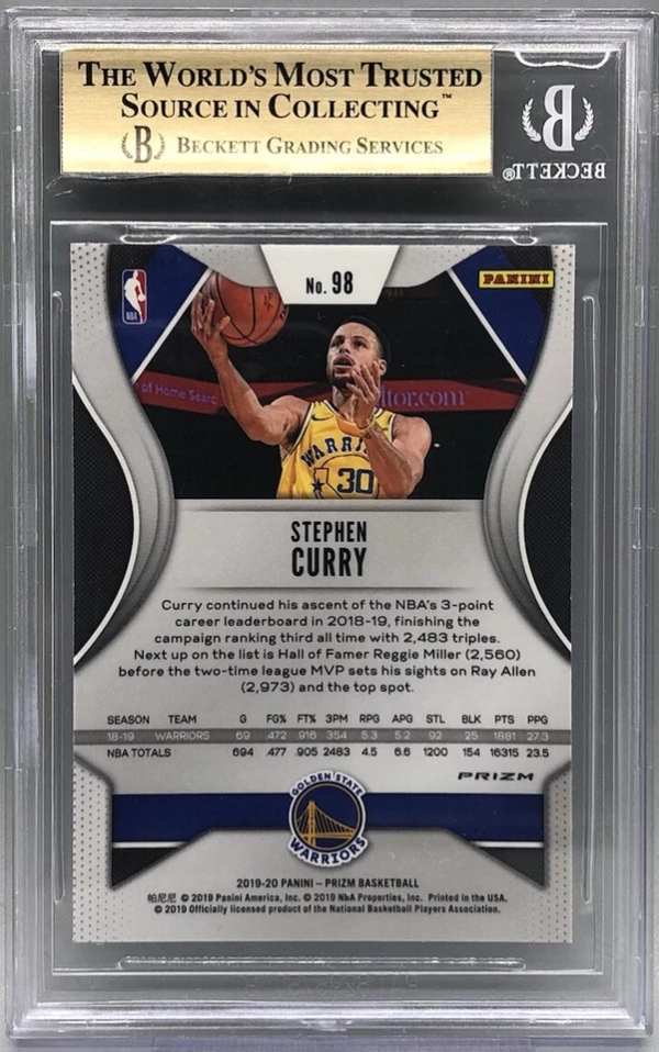2019-20 Panini Prizm Stephen Curry Orange Ice SP Card NBA BGS 10 Pristine Rare ! - Image 2