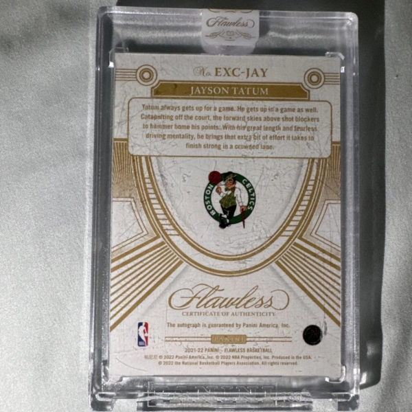 2021-22 PANINI FLAWLESS Jayson Tatum EXCELLENCE Encased On Card Auto /15 SP Ruby - Image 2