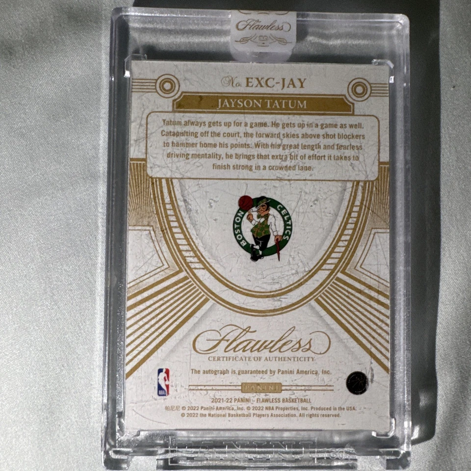 2021-22 PANINI FLAWLESS Jayson Tatum EXCELLENCE Encased On Card Auto /15 SP Ruby - Image 2