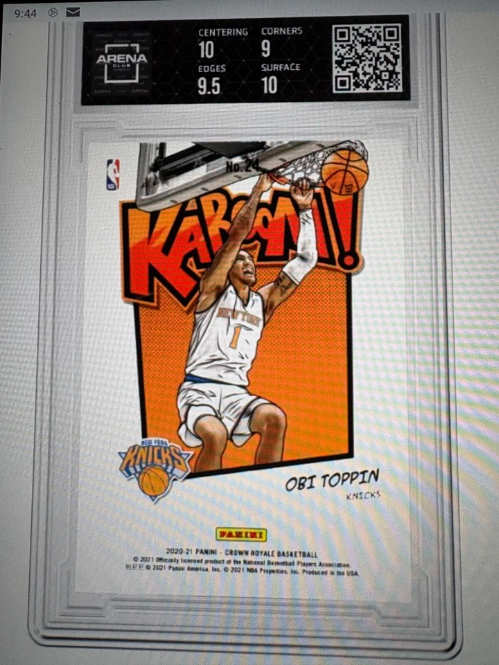 2020 Panini Crown Royal Kaboom Rookie Card Obi Toppin graded 9.5 - Image 2