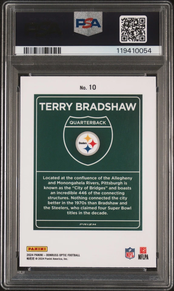 2024 PANINI DONRUSS OPTIC DOWNTOWN! #10 TERRY BRADSHAW PSA 9 - Image 2