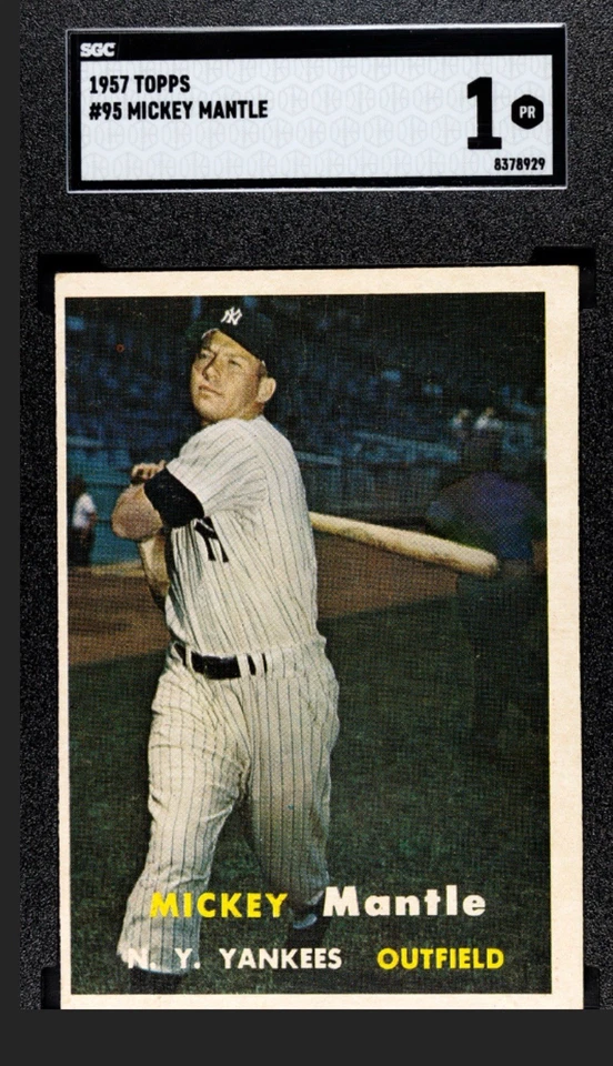 MICKEY MANTLE1957 Topps Baseball #95 HOF SGC 1 Vintage Yankees