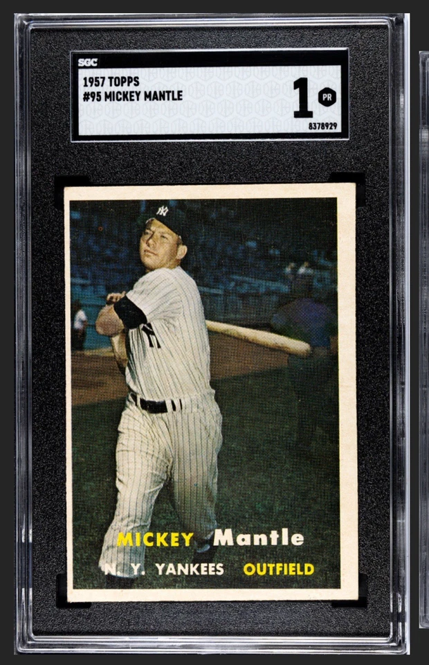 MICKEY MANTLE1957 Topps Baseball #95 HOF SGC 1 Vintage Yankees - Image 10