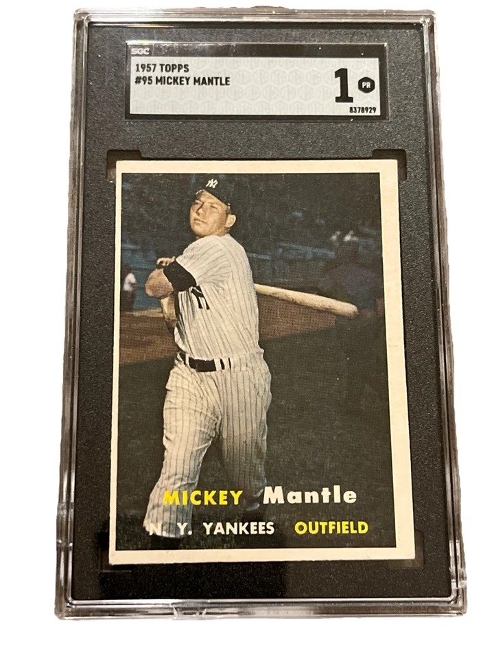 MICKEY MANTLE1957 Topps Baseball #95 HOF SGC 1 Vintage Yankees - Image 6