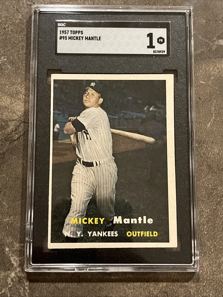 MICKEY MANTLE1957 Topps Baseball #95 HOF SGC 1 Vintage Yankees - Image 5