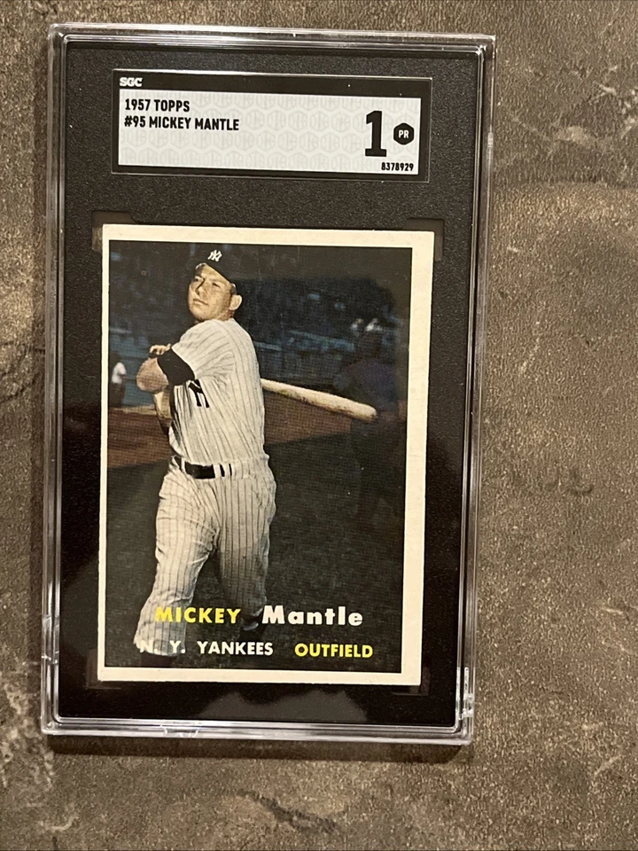 MICKEY MANTLE1957 Topps Baseball #95 HOF SGC 1 Vintage Yankees - Image 2