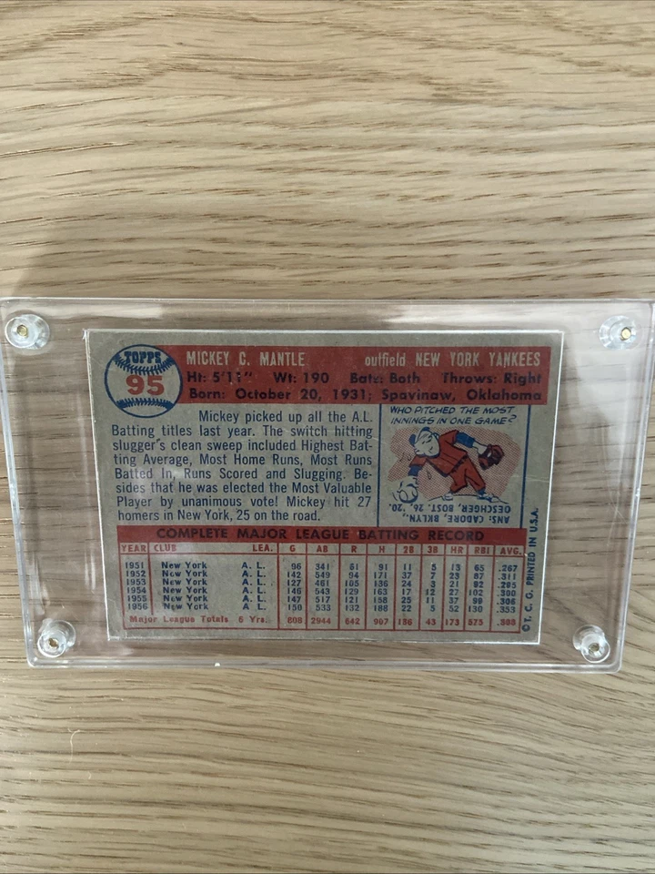 1957 Topps - Mickey Mantle #95 - Image 5