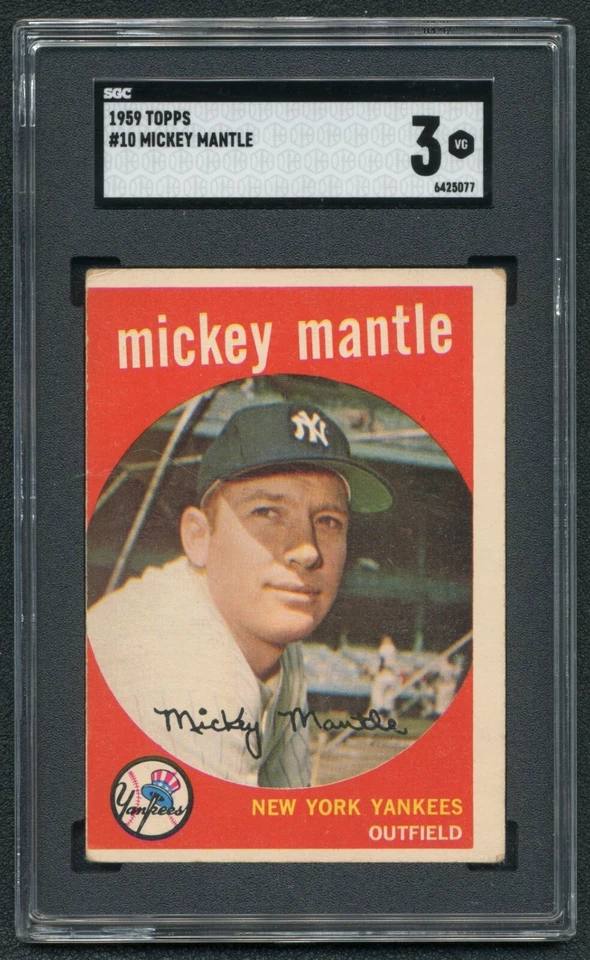 Mickey Mantle 1959 Topps SGC 3 Baseball Card Graded Vintage Yankees MLB HOF #10