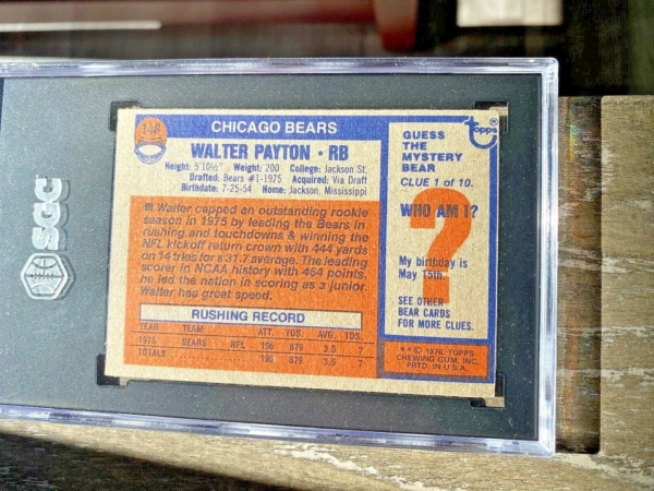 1976 Topps Football - Walter Payton #148 (RC); Professionally Graded 5.5 by SGC - Image 2