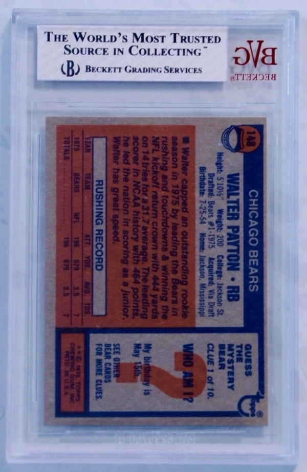 1976 Topps Walter Payton Rookie RC #148 BVG 7 Near Mint HOF Chicago Bears - Image 2