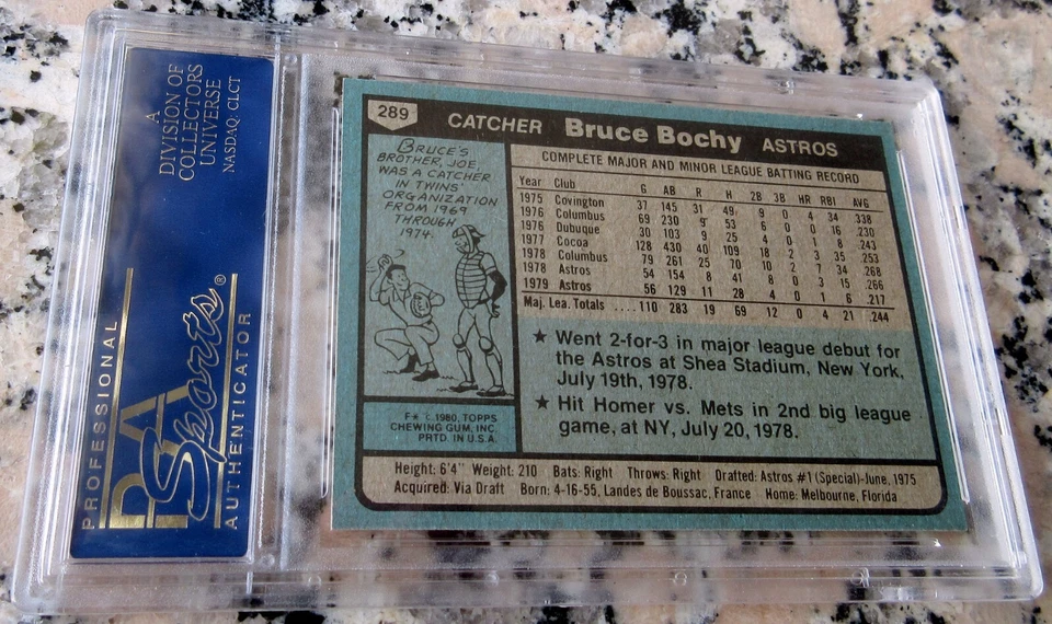 BRUCE BOCHY 1980 Topps 2nd Year Astros PSA 9 MINT POP 474xWS Champs Rangers$ - Image 2