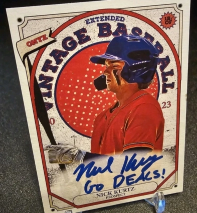 NICK KURTZ - 2023 Onyx Vintage Baseball - INSCRIPTION - Blue Ink - A's