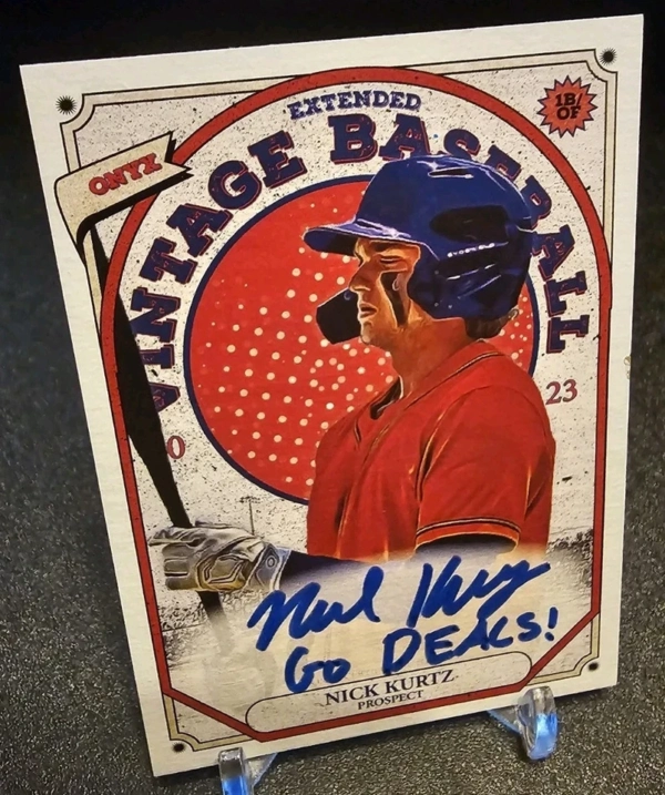 NICK KURTZ - 2023 Onyx Vintage Baseball - INSCRIPTION - Blue Ink - A's
