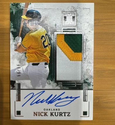 2025 Panini MLB Impeccable Nick Kurtz Elegance Tri Colored Patch On Card Auto 99