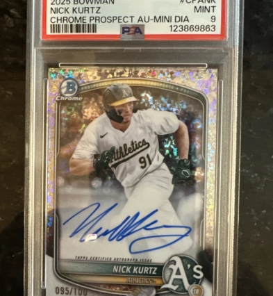 2025 Bowman Chrome Topps Nick Kurtz Mini Diamonds Auto Prospects #CPA-NK 95/100