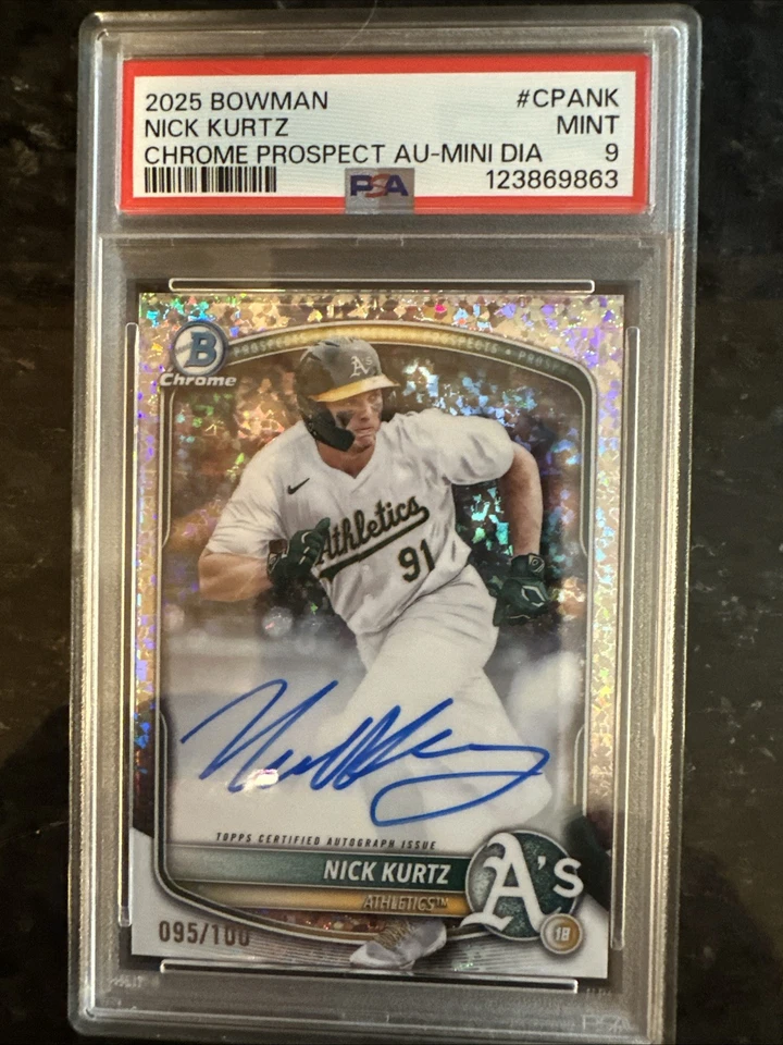 2025 Bowman Chrome Topps Nick Kurtz Mini Diamonds Auto Prospects #CPA-NK 95/100