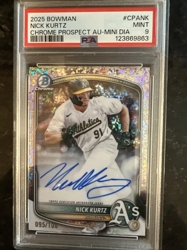 2025 Bowman Chrome Topps Nick Kurtz Mini Diamonds Auto Prospects #CPA-NK 95/100 - Image 2