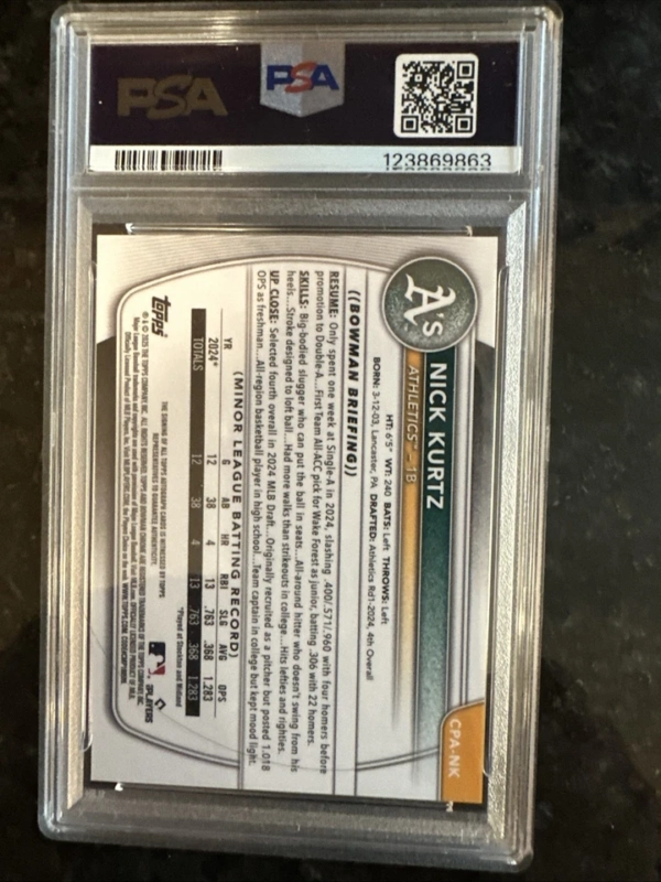 2025 Bowman Chrome Topps Nick Kurtz Mini Diamonds Auto Prospects #CPA-NK 95/100 - Image 5