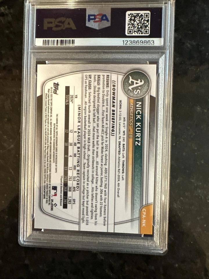 2025 Bowman Chrome Topps Nick Kurtz Mini Diamonds Auto Prospects #CPA-NK 95/100 - Image 4