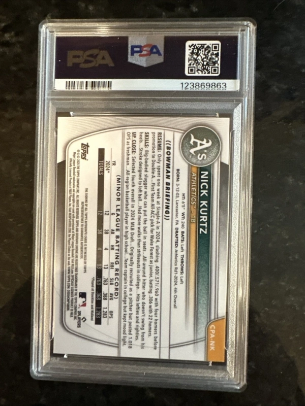 2025 Bowman Chrome Topps Nick Kurtz Mini Diamonds Auto Prospects #CPA-NK 95/100 - Image 3
