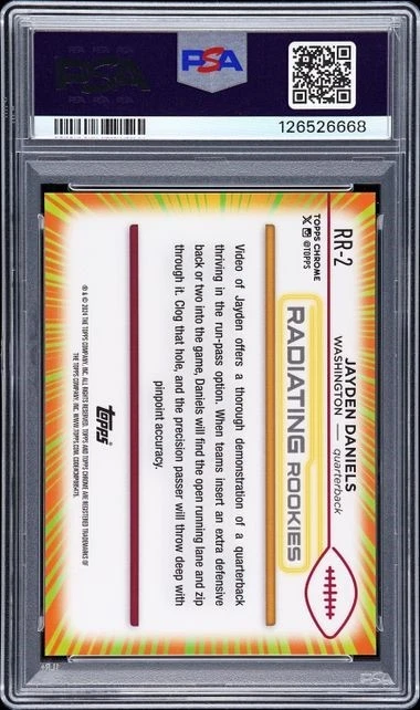 2024 Topps Chrome Radiating Rookies Superfractor Jayden Daniels Rc (1/1) PSA 10 - Image 2