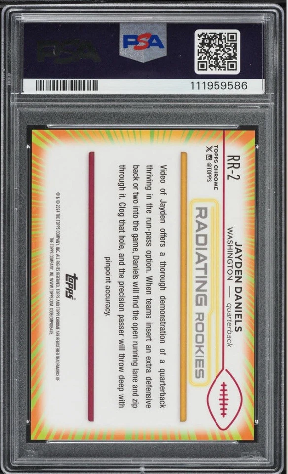 Jayden Daniels 2024 Topps Chrome Radiating Rookies #RR2 Rookie PSA 10 Gem RC - Image 2