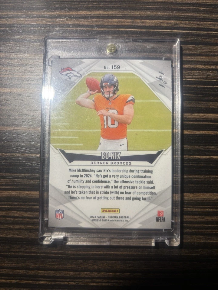 2024 Panini Phoenix Rookies Bo Nix #159 Black Pandora 1/1 (RC) - Image 2