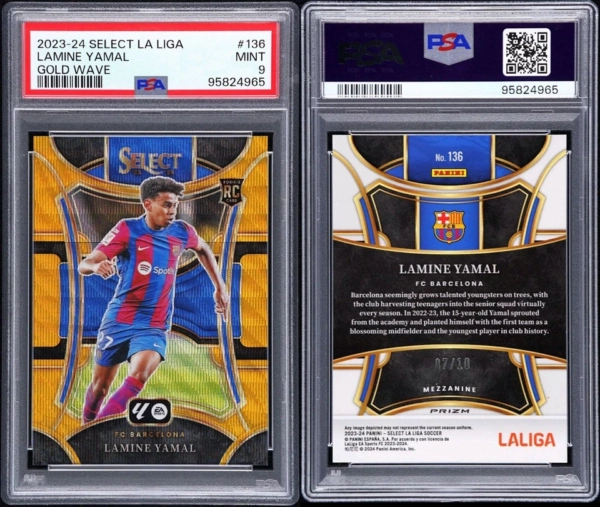 23-24 Panini Select La Liga - Mezzanine Gold Wave Prizm #136 Lamine Yamal 7/10 - Image 2