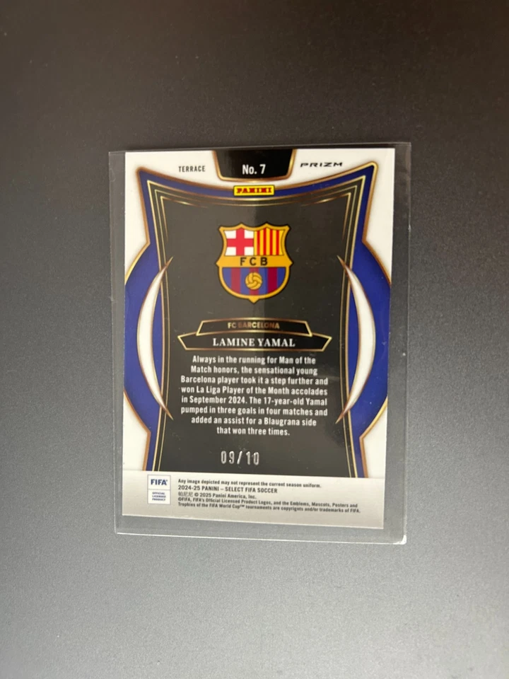 2024-25 Select FIFA Lamine Yamal Gold Prizm / Wave #'d 09/10 SSP Barcelona Spain - Image 3
