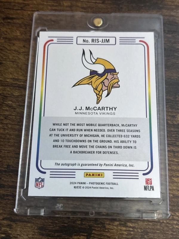 JJ McCarthy 2024 Panini Photogenic Rookie Instants RC Auto Silver /49 #RIS-JJM - Image 2