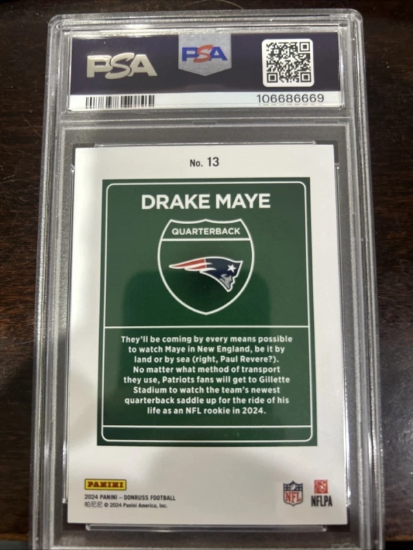 2024 Panini Donruss Downtown! Drake Maye PSA 10 - Image 2