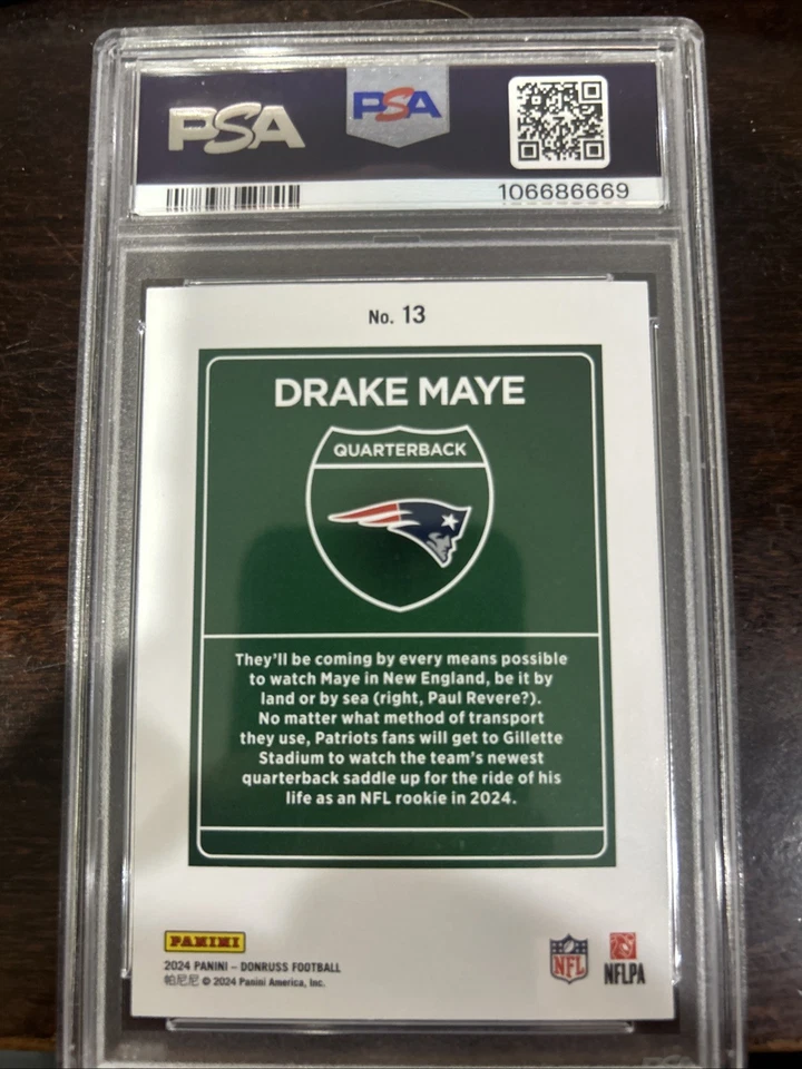 2024 Panini Donruss Downtown! Drake Maye PSA 10 - Image 2